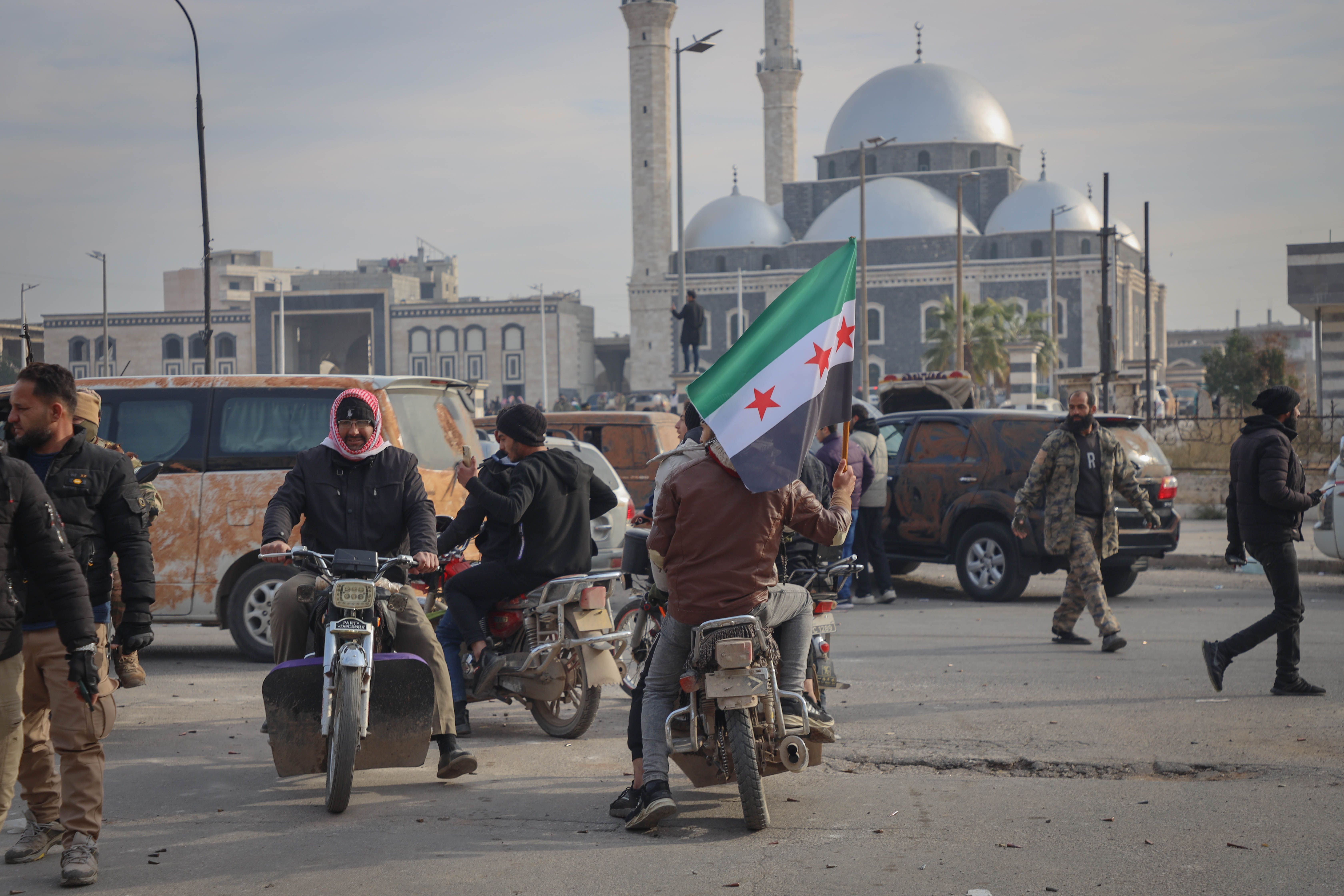 An urban street and mosque in the modern Middle East
